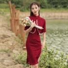 Set: Sleeveless Qipao + Shawl