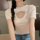 Short-sleeve Bow Accent Cut-out T-shirt