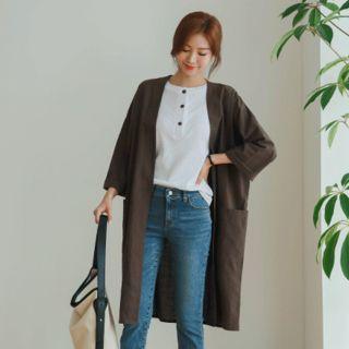 3/4-sleeve Long Robe Cardigan
