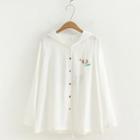 Embroidered Hooded Light Jacket White - One Size