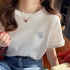 Short-sleeve Symbol Embroidered T-shirt