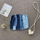 Color Panel Denim Cropped Sleeveless Top Denim Blue - One Size