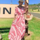 Striped Off-shoulder A-line Maxi Dress