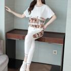 Set: Short-sleeve Animal Print T-shirt + Sweatpants