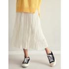 Plus Size Band-waist Crinkled Midi Skirt