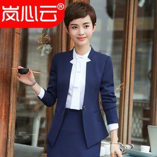Plain Blazer / Long-sleeve Shirt / Plain Vest / Set: Plain Blazer + Dress Pants / + Skirt / + Long-sleeve Shirt