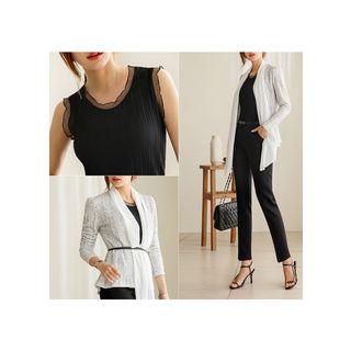 Chiffon-trim A-line Blazer