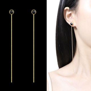 Bead & Chain Dangle Earring 1 Pair - Sterling Silver Needle - Threader Earring - One Size