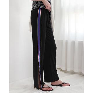 Contrast-trim Slit Wide-leg Sweatpants