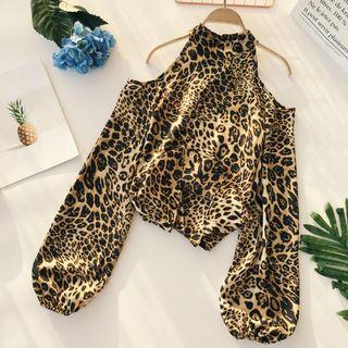 Cold Shoulder Leopard Blouse