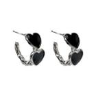 Heart Glaze Alloy Open Hoop Earring