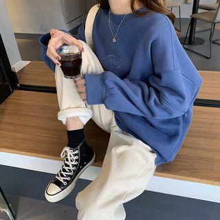 Letter Embroidered Cut-out Pullover