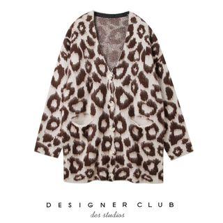 Leopard Print Mohair Long Cardigan
