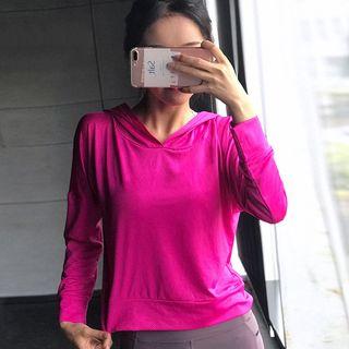 Open-back Hooded Long-sleeve Sports Top