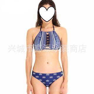 Swim Set: Pattern Halter Bikini Top + Bottom