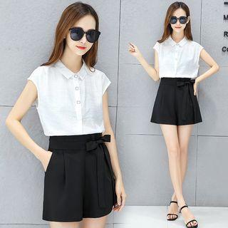 Set: Shirt + Tie-waist Shorts