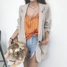 Spaghetti-strap V-neck Stripe Top