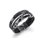 Fashion Personality Cross Multilayer Leather Bangle Silver - One Size
