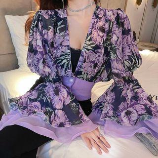Floral Print Blouse Violet - One Size