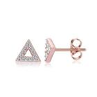 Simple Plated Rose Gold Geometric Triangular Cubic Zirconia Stud Earrings Rose Gold - One Size