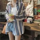 Color-block Striped Loose-fit Blouse