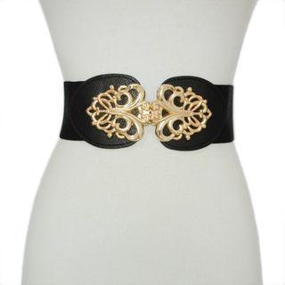 Metal Buckled Wide Belt As Shown In Figure - One Size