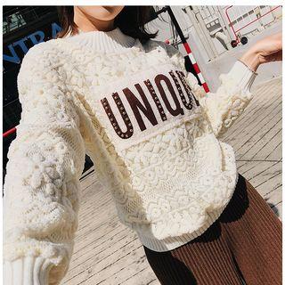Lettering Lace Pullover
