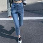 High-waist Washed Boot-cut Split Jeans