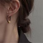 Hoop Earring 1 Pair - Gold Circle - Black - One Size