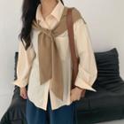 Mock Two-piece Tie-front Shirt Light Almond - One Size