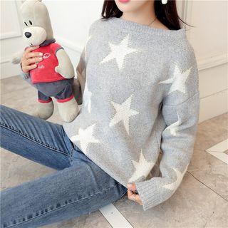 Star-accent Slit-side Sweater