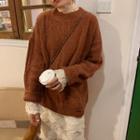 Lace Long-sleeve Top / Crew-neck Sweater
