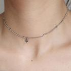 Asymmetric Alloy Choker 1 Set - With Chain - Silver - One Size
