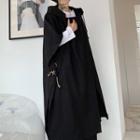 Hooded Long Cape Coat Black - One Size