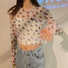 Set: Long-sleeve Butterfly T-shirt + Camisole Top