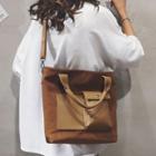Color Block Tote Bag With Shoulder Strap
