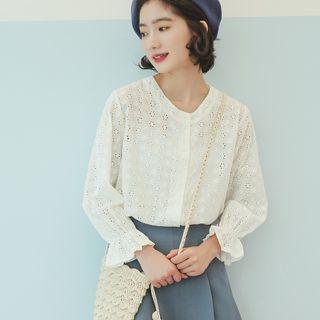 Eyelet Lace Blouse White - One Size