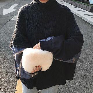 Turtleneck Mock Two-piece Sweater