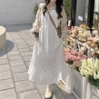 Bell-sleeve Floral Blouse / Maxi A-line Overall Dress
