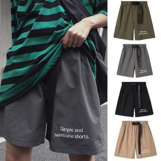 Lettering Wide-leg Cargo Shorts