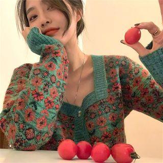 Pattern Cropped Cardigan As Figure - One Size