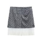 Lace Trim Leopard Print Mini Skirt