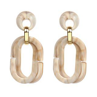 Acrylic Geometric Earrings Beige - One Size
