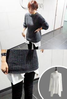 Long-sleeve Asymmetric-hem Top