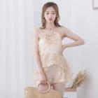 Set: Lace Tank Top + Camisole + Lace Skort
