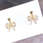 Rhinestone Bow Dangle Earring 1 Pair - As Shown In Figure - One Size
