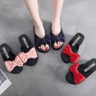 Bow Applique Wedge-heel Platform Flip-flops