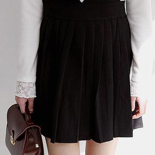 Pleated A-line Mini Pinafore Dress
