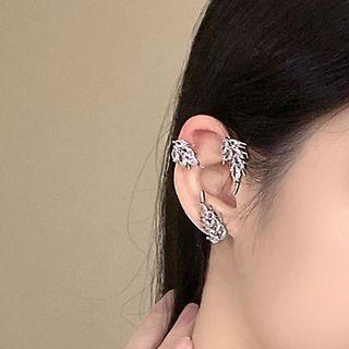 Rhinestone Wheat Ear Cuff 1 Pc - For Left Ear - Silver - One Size