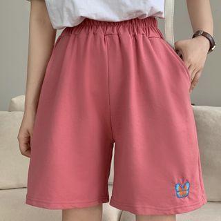Butterfly Embroidered Wide-leg Shorts